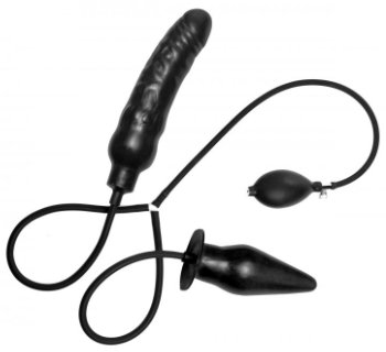 Deuce Double Penetration Inflatable Dildo and Anal Plug