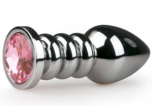 Metalen buttplugs met siersteen en gekleurd kristal