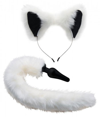 White Fox Tail Anal Plug and Ears Set