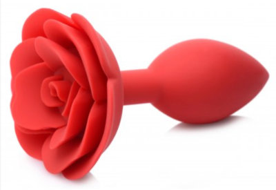 Siliconen buttplug met een roos aan de onderzijde