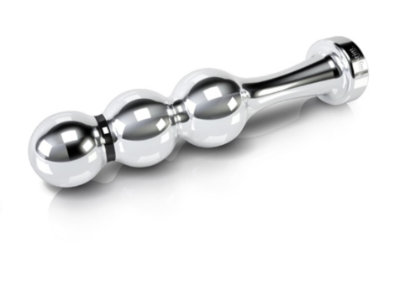 Johan krijgt de Mystim E-stim metalen dildo cadeau